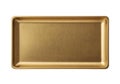 Shiny gold-colored rectangular baking tray with textured surface Royalty Free Stock Photo