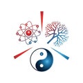 Science, Nature and Balance Harmoniously Represented in Colorful Yin Yang Illustration Royalty Free Stock Photo