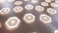 Illuminated Hexagonal Panels on a Textured Surface