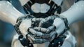 The image shows a robot restrained by chains, representing limitations in AI control and technology AIG62 Royalty Free Stock Photo