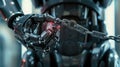 The image shows a robot restrained by chains, representing limitations in AI control and technology AIG62 Royalty Free Stock Photo