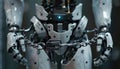 The image shows a robot restrained by chains, representing limitations in AI control and technology AIG62 Royalty Free Stock Photo