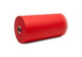 Roll of red fabric material ready for cutting or sewing projects Royalty Free Stock Photo