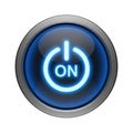 A sleek power button illuminated with glowing blue on status indicating device activation Royalty Free Stock Photo
