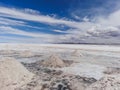 Salt piles on bolivia s salar de uyuni