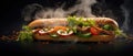 this image shows the sammich sub with smoke coming from it Royalty Free Stock Photo