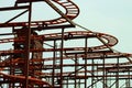 Sensation of Speed ??and Height on the Red Roller Coaster Royalty Free Stock Photo