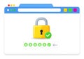 Secure website displayed on a browser window isolated on white background Royalty Free Stock Photo