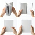 Hands holding a stack of blank white paper sheets and a pen Royalty Free Stock Photo