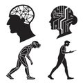 Silhouettes of human heads and bodies showing technological evolution concept Royalty Free Stock Photo