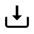 Simple Black Download Icon with Arrow on Isolated White Background Royalty Free Stock Photo
