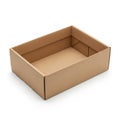 Empty cardboard box with open top and straight edges shown on white background Royalty Free Stock Photo