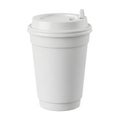 A white disposable coffee cup with a plastic lid and sleeve for hot beverages Royalty Free Stock Photo