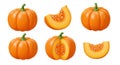 Pumpkins: Whole & Sliced Royalty Free Stock Photo