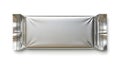 Shiny rectangular foil wrapped item resting on a plain background Royalty Free Stock Photo