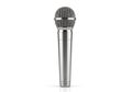 Elegant silver studio microphone with intricate mesh head for professional sound capture Royalty Free Stock Photo