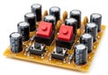 Electronic circuit board with multiple push buttons and capacitors for prototyping Royalty Free Stock Photo