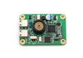 Compact electronic module with ultrasonic sensor and microcontroller on green pcb board Royalty Free Stock Photo