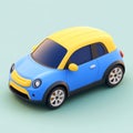 The image shows a small, light blue car that has a light interior and is set against a light yellow background Royalty Free Stock Photo