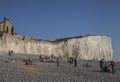 Eastbourne, England, East Sussex, the UK - the cliffs and tourists.