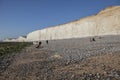 Eastbourne, England, East Sussex, the UK - the Seven Sisters cliffs and tourists.