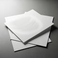 The image shows a stack of blank white paper sheets resting on a dark gray surface. The sheets are neatly stacked, with the top Royalty Free Stock Photo