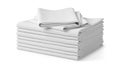 The image shows a stack of clean, neatly folded white towels piled on top of each other. The towels appear to be of a standard Royalty Free Stock Photo