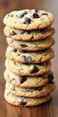 Stack of Freshly Baked Chocolate Chip Cookies Royalty Free Stock Photo