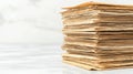 A stack of old, yellowed papers. Royalty Free Stock Photo