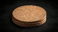 Three cork coasters stacked on top of each other. Royalty Free Stock Photo