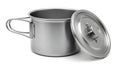 stainless steel camping pot with lid on white Royalty Free Stock Photo
