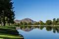 The mountain is reflected at the end of the lake Royalty Free Stock Photo