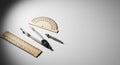 drafting tools still life on a white surface Royalty Free Stock Photo
