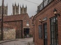 Lincoln, Lincolnshire - the streets and the cathedral. Royalty Free Stock Photo