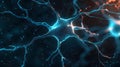 The image shows a stylized 3D rendering of a neuron, its branches extending and connecting to form a complex network, highlighted Royalty Free Stock Photo