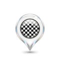 Map pin icon with a checkered flag design inside the circle Royalty Free Stock Photo