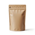 A tall brown pouch with a zipper closure standing upright against a white background Royalty Free Stock Photo