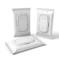 Packaged hygiene wipes displayed in various sizes and packaging styles Royalty Free Stock Photo