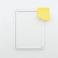 A clear frame with a bright yellow sticky note attached to its corner Royalty Free Stock Photo