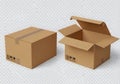 Two brown cardboard boxes on a white background Royalty Free Stock Photo