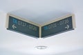 The image shows two directional signs mounted on a ceiling Royalty Free Stock Photo