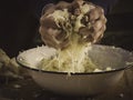 Pressing and kneading for best sauerkraut ever