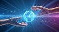 Global connectivity uniting digital hands Royalty Free Stock Photo
