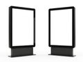 Two modern digital billboards standing side by side on pedestals Royalty Free Stock Photo