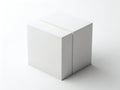 Two white rectangular boxes standing side by side on a white surface Royalty Free Stock Photo