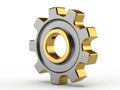 Interlocking gold and silver gears symbolizing mechanical engineering and innovation Royalty Free Stock Photo