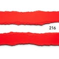 Two parallel wavy red lines with a number 216 in between them on a plain background Royalty Free Stock Photo