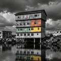 Stilt House Against Stormy Skies Royalty Free Stock Photo