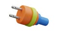 Colorful power plug adapter with two prongs and rounded design Royalty Free Stock Photo