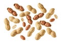 Assorted peanuts displayed on a neutral background for visual appeal isolated on white background Royalty Free Stock Photo